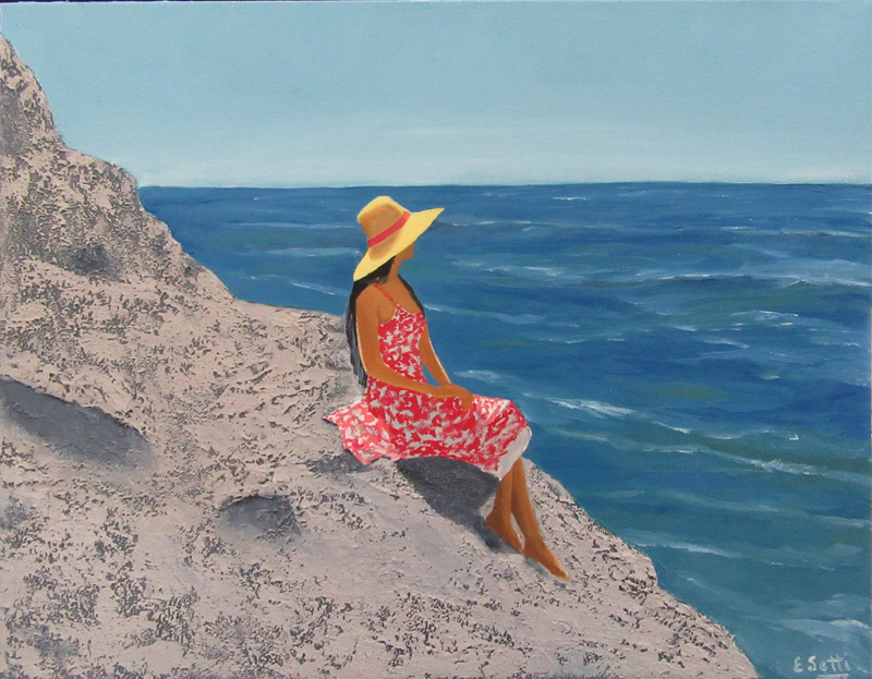 Woman with yellow hat